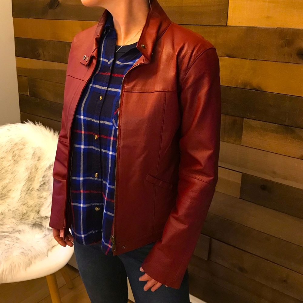 Burgundy leather jacket